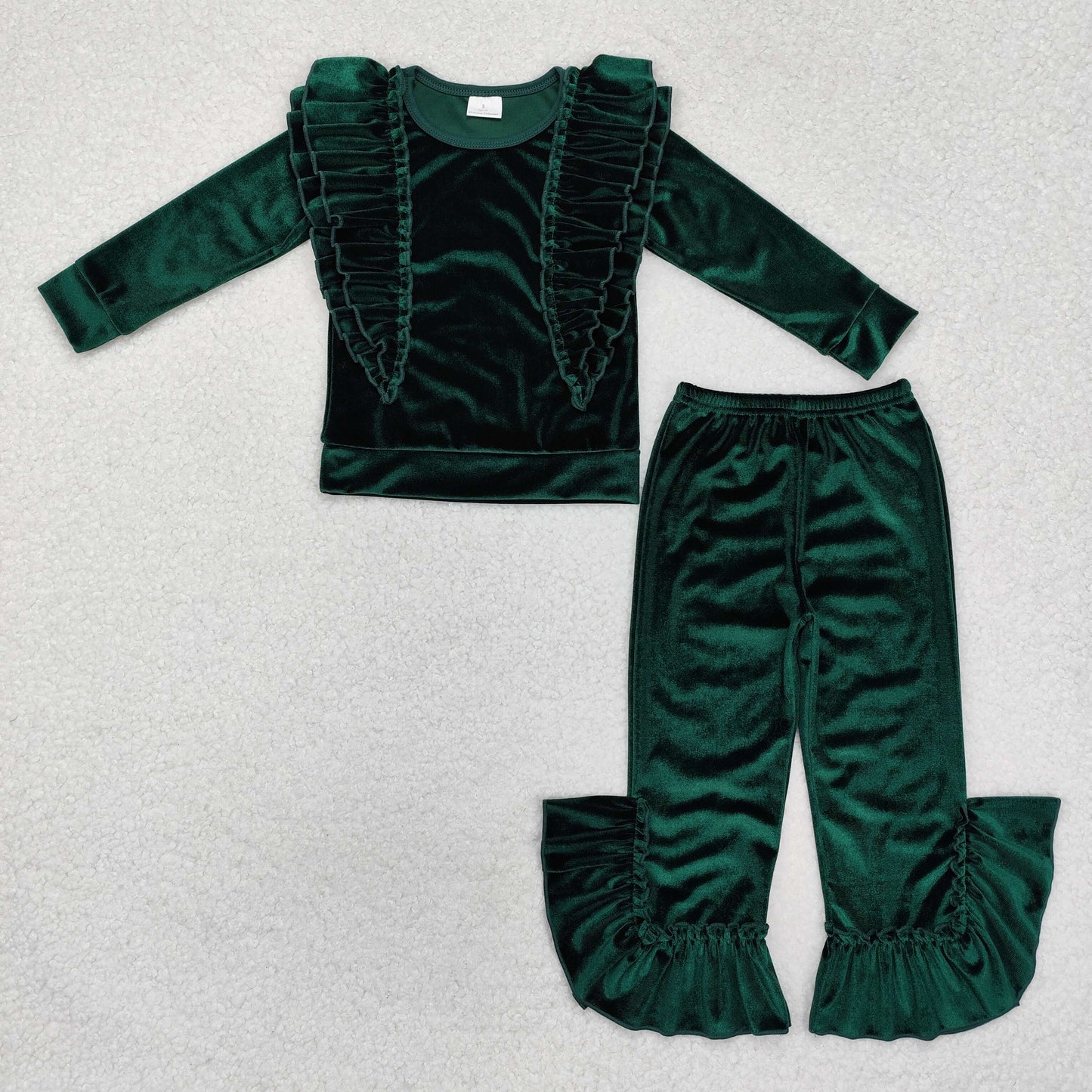 RTS NO MOQ Sibling Baby Girls clothes Gold velvet solid color long sleeve Pants Clothes Sets