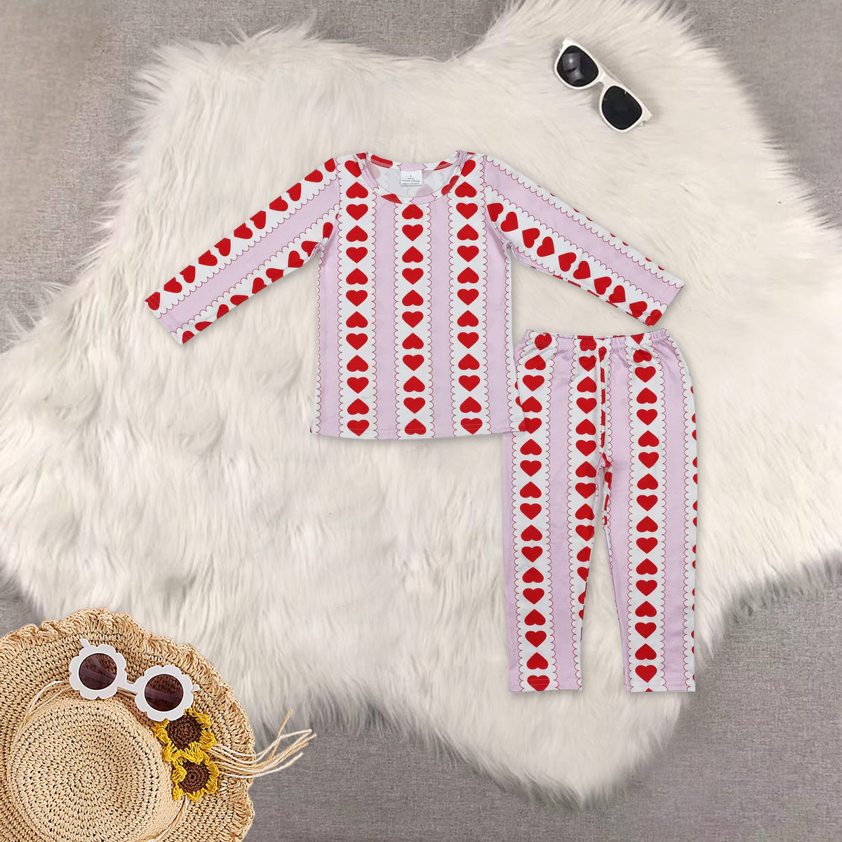 RTS NO MOQ Sibling Baby girl Clothes Valentine long-sleeved pants sets