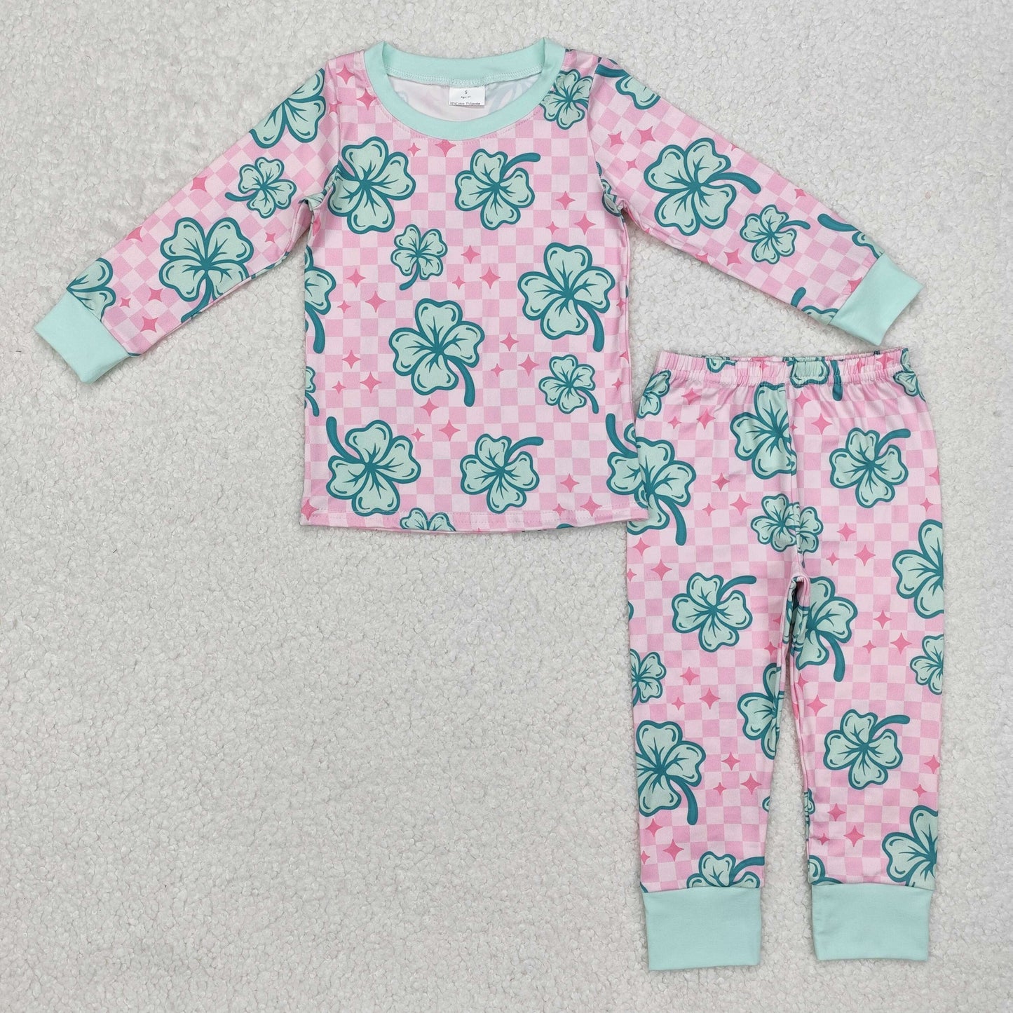 RTS NO MOQ Sibling baby Girls St. Patrick's Four Leaf Clover long Sleeve shirt pants clothing sets and dress