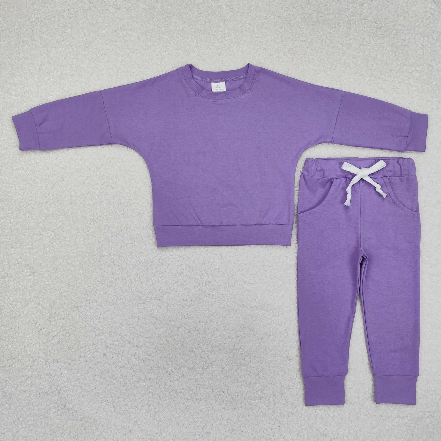 RTS NO MOQ Baby Girls Boys Solid color cotton long sleeve Pants Clothes Sets