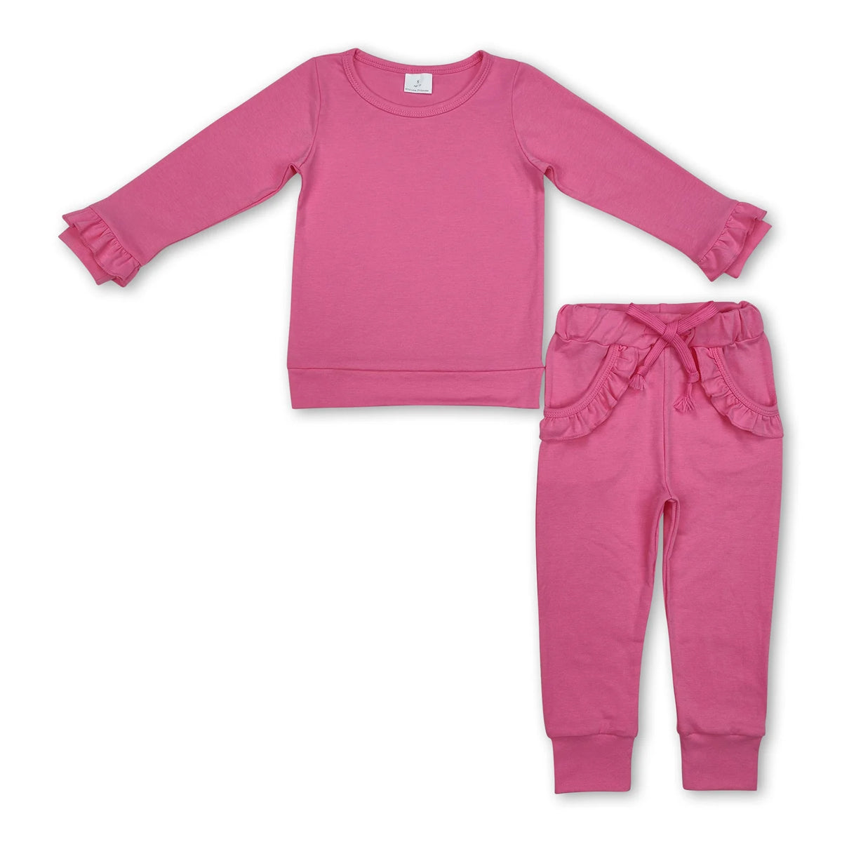 RTS NO MOQ Sibling Baby Girls clothes Solid color cotton long sleeve Pants Clothes Sets