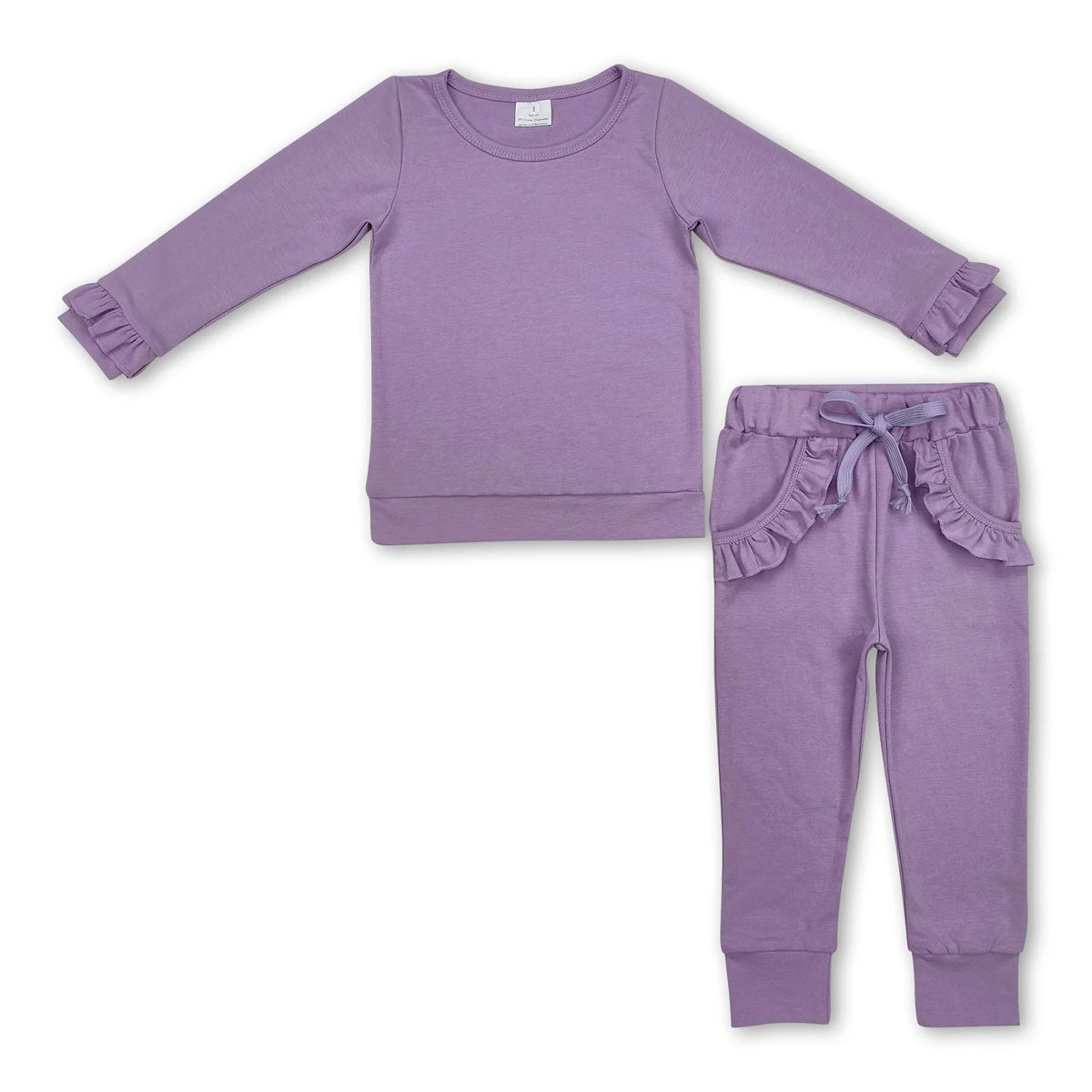 RTS NO MOQ Sibling Baby Girls clothes Solid color cotton long sleeve Pants Clothes Sets