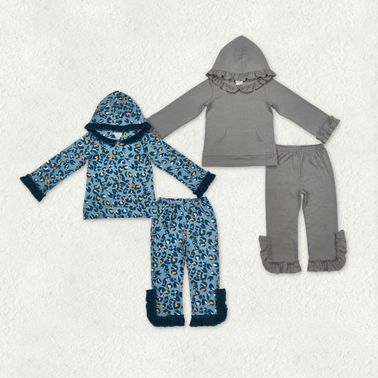 RTS NO MOQ Sibling Baby Girl clothes cotton hoodedTop Bell Pants Clothes Sets