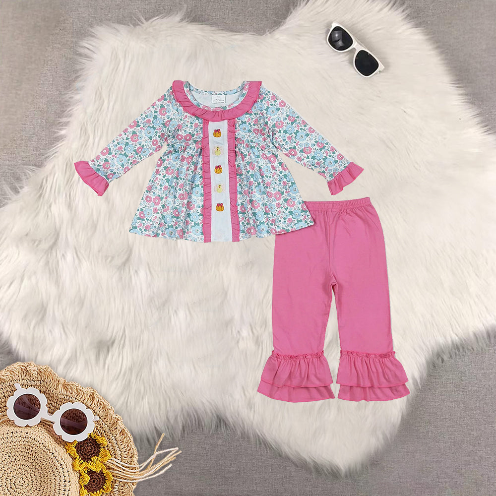 RTS Sibling baby girls clothes halloween thanksgiving embroidery long Sleeve pants sets and dress and rompers