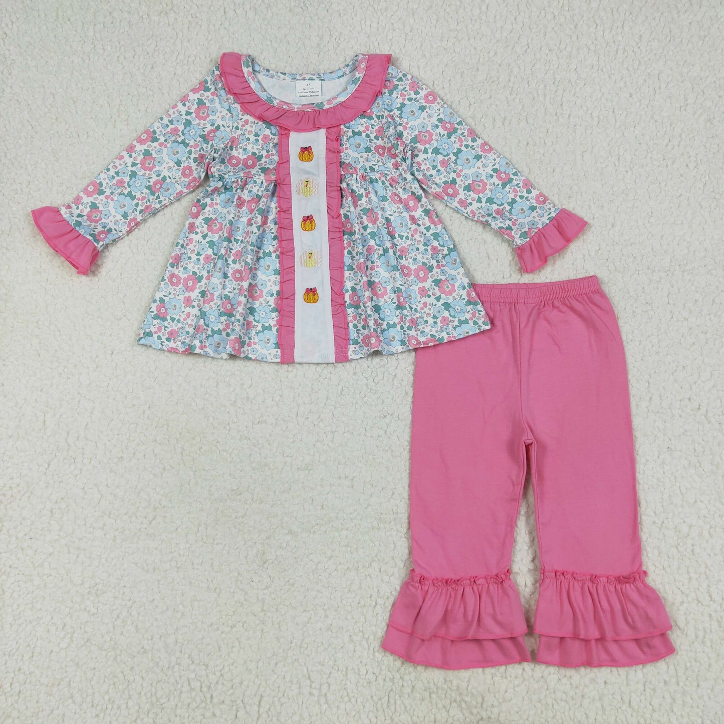 RTS Sibling baby girls clothes halloween thanksgiving embroidery long Sleeve pants sets and dress and rompers