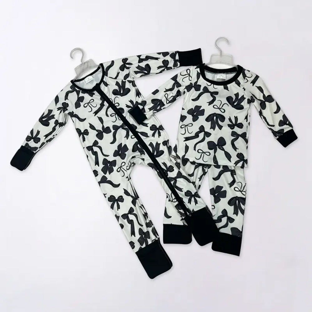 RTS NO MOQ Sibling Baby girls boy clothes bow long-sleeved trousers suit & rompers