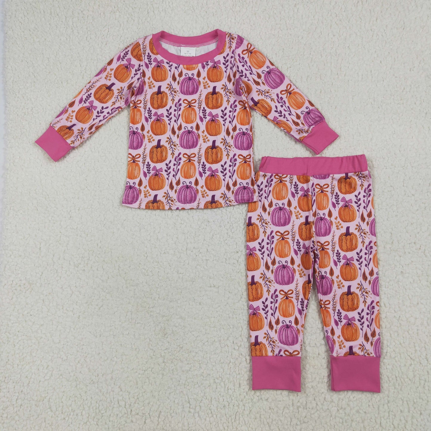 RTS NO MOQ Sibling Baby girl clothes Halloween pumpkin long-sleeved trousers suit & romper