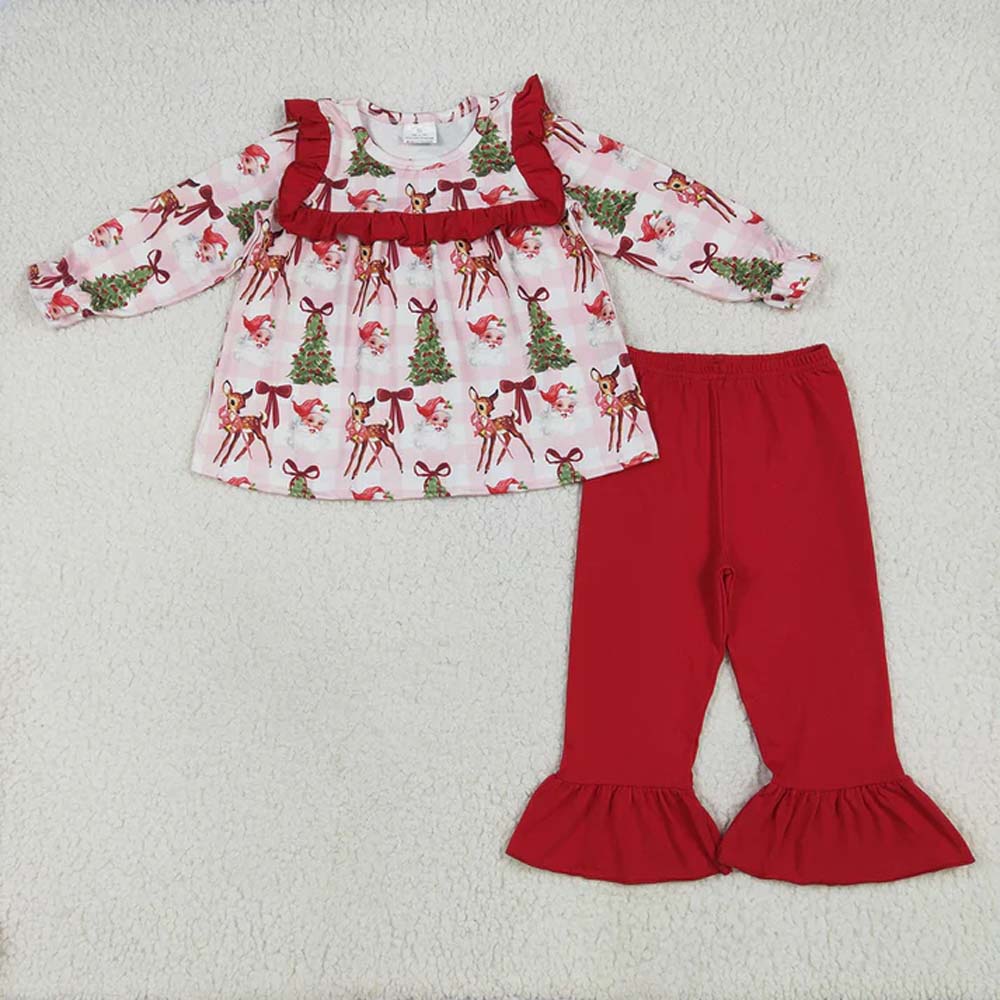 RTS Sibling baby girls clothes Christmas long Sleeve pants sets and dress and rompers