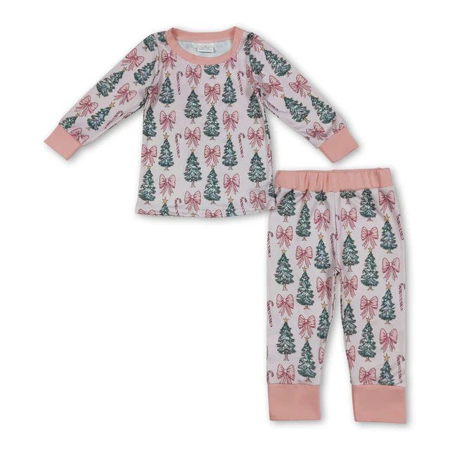 RTS NO MOQ Sibling milk silk Baby Girls Boots Holly Top And Pants Christmas Pajamas Sets