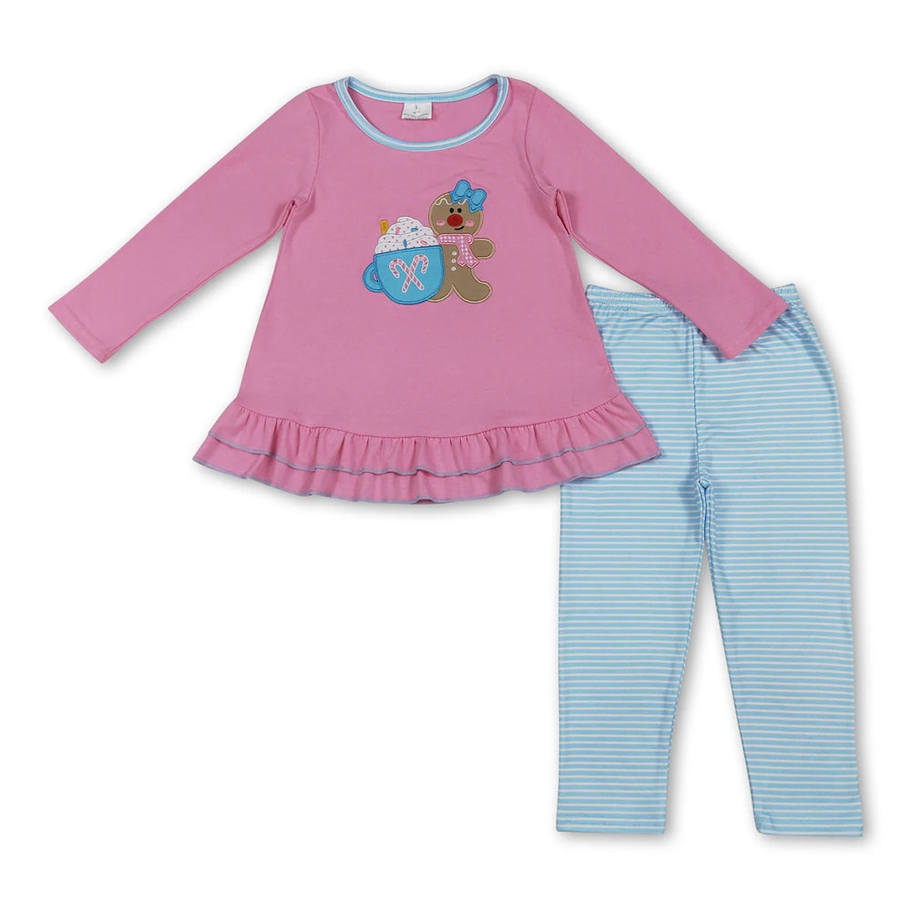 RTS NO MOQ Sibling milk silk Baby Girls Cute Tree Bow Tunic Ruffle Pants Holiday Set