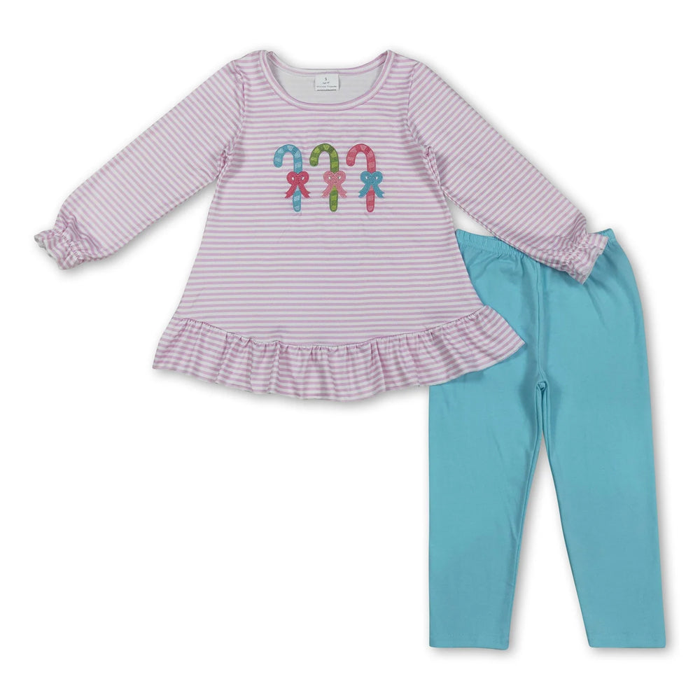 RTS NO MOQ Sibling milk silk Baby Girls Cute Tree Bow Tunic Ruffle Pants Holiday Set