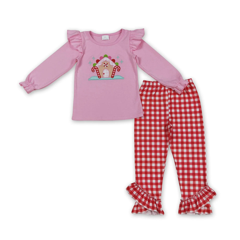 RTS NO MOQ Sibling milk silk Baby Girls Cute Tree Bow Tunic Ruffle Pants Holiday Set