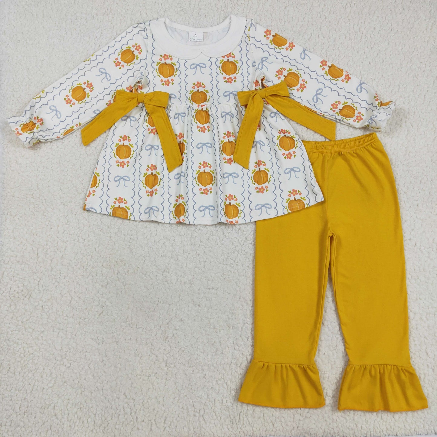 RTS Sibling baby girls clothes halloween pumpkin long Sleeve pants sets and dress and romper