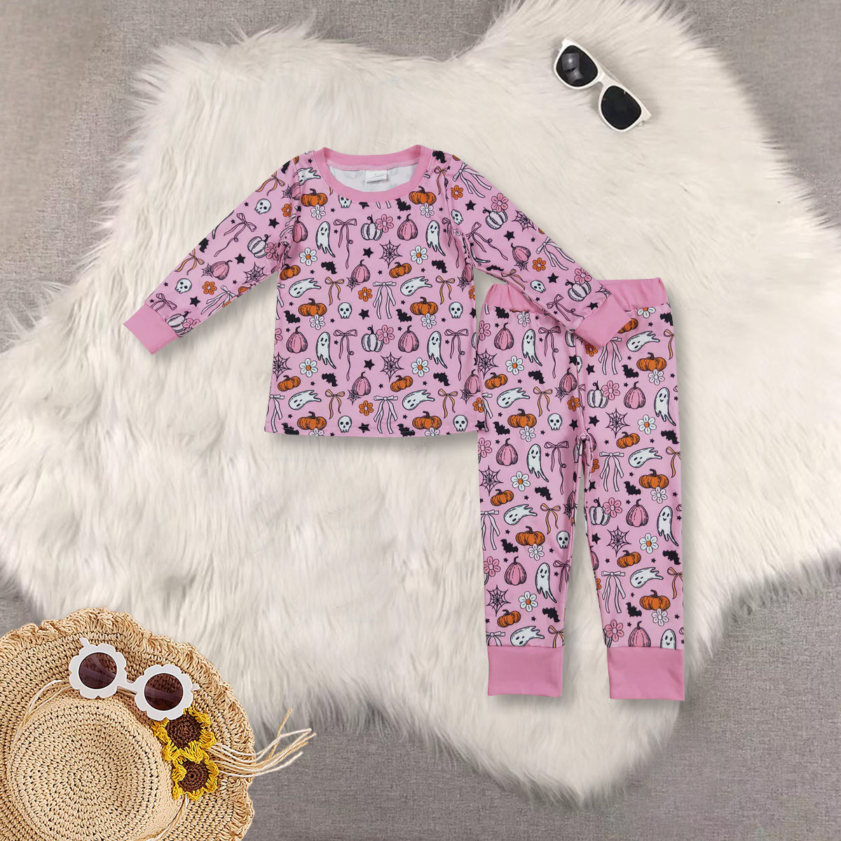 RTS NO MOQ Sibling Baby Girls halloween Long Sleeve Pants Set