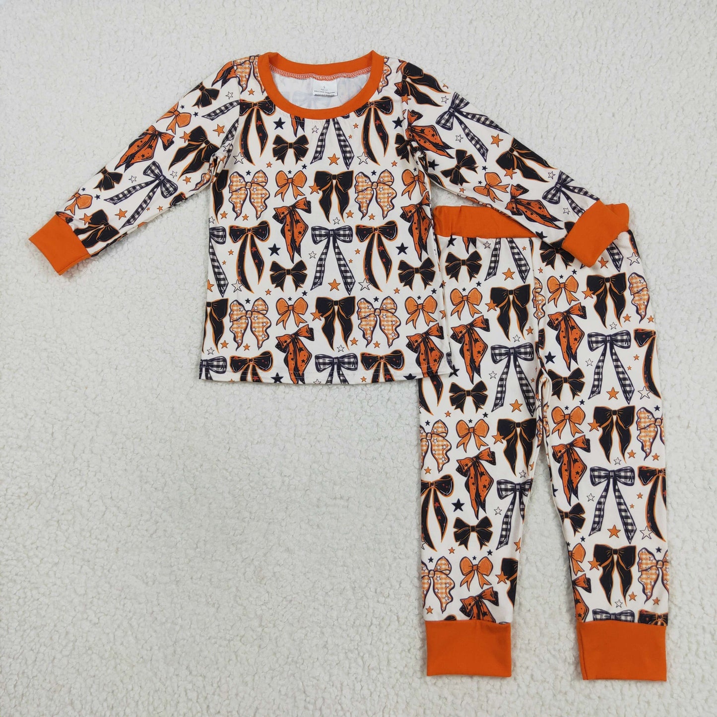 RTS Sibling baby girl clothes halloween pumpkin bow long Sleeve pants sets and rompers
