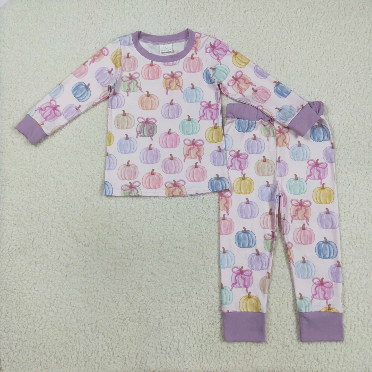 RTS Sibling baby girl clothes pumpkin bow long Sleeve pants sets and rompers
