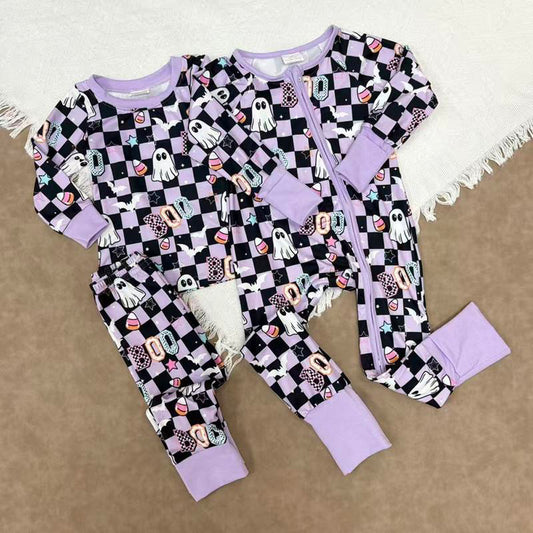RTS Sibling baby girl clothes Halloween boo long Sleeve pants sets and rompers