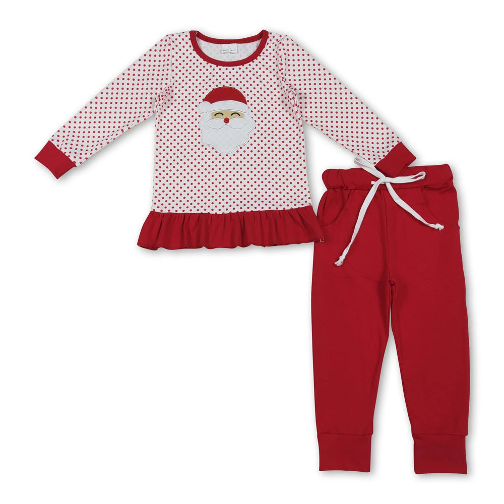 RTS NO MOQ Sibling milk silk Baby Girls Long Sleeve Christmas Tree Print Tunic Top And Ruffle Hem Pants Christmas Clothes Set