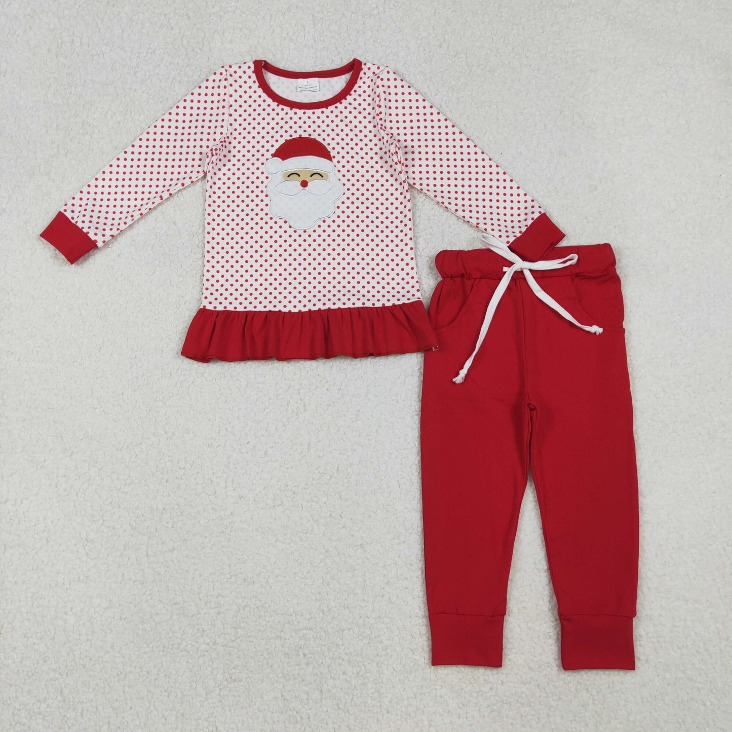 RTS NO MOQ Sibling baby girl clothes Christmas Santa Claus Striped Long Sleeve Suits
