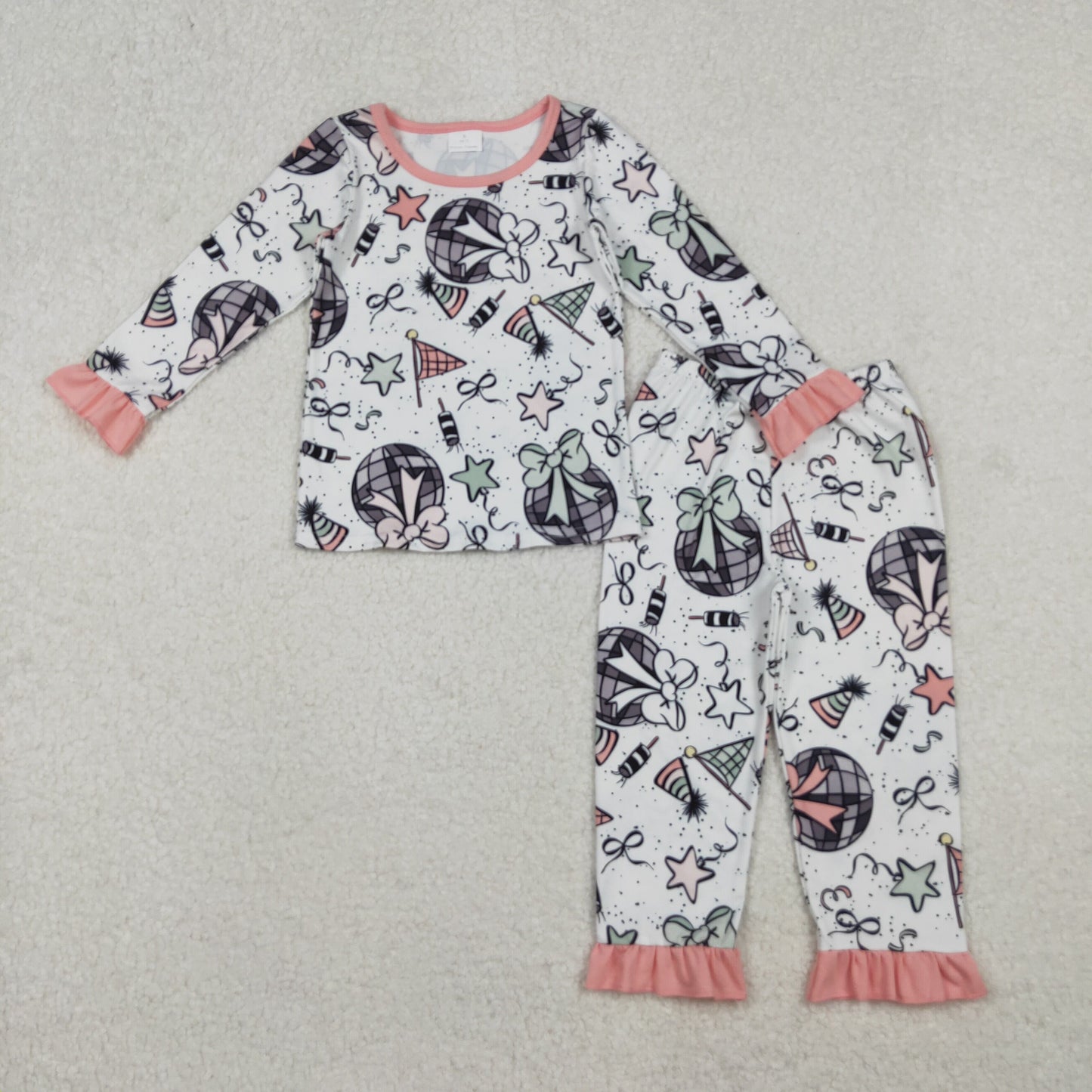 12/18m-7/8t RTS NO MOQ Sibling baby girl clothes happy new year long sleeve pants Sets and romper