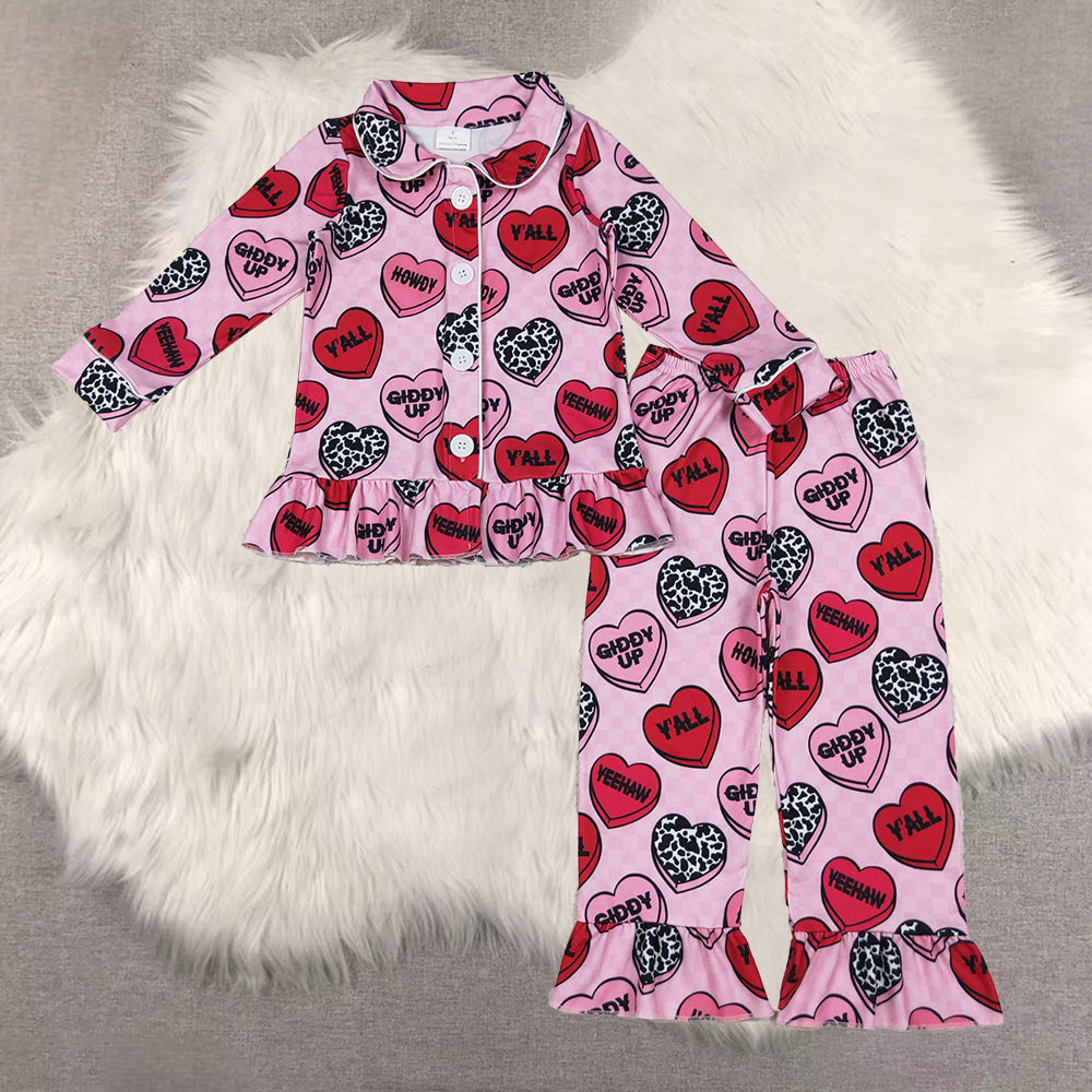 12/18m-7/8t RTS NO MOQ Sibling Baby boys clothes valentine love long sleeve pants sets