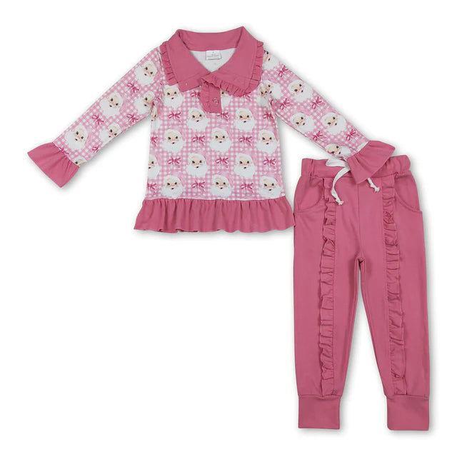 RTS Sibling Baby Boys Girls Santa Grin Pullovers Top Leggings Pants Christmas Clothes Sets