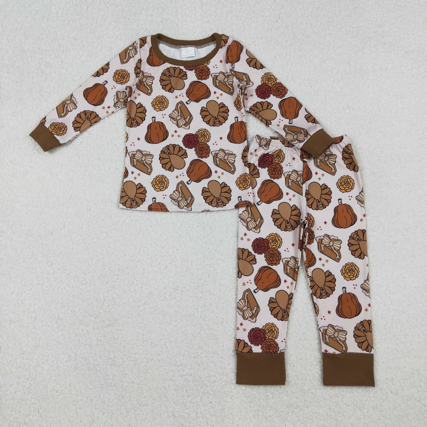 12/18m-7/8t RTS NO MOQ Sibling baby girl clothes Halloween pumpkin turkey long sleeve pants Sets and romper
