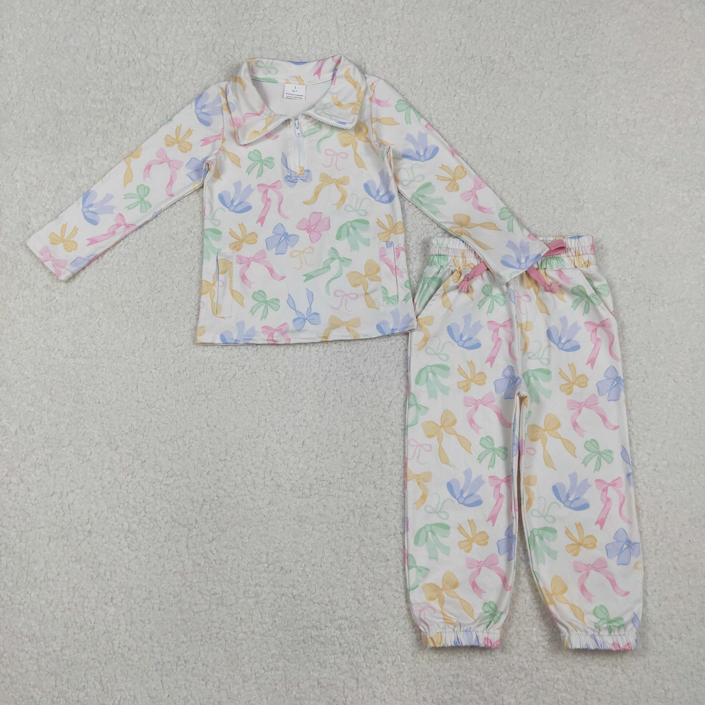 RTS NO MOQ Sibling baby girl clothes bow long sleeve pants sets and yoga dresses