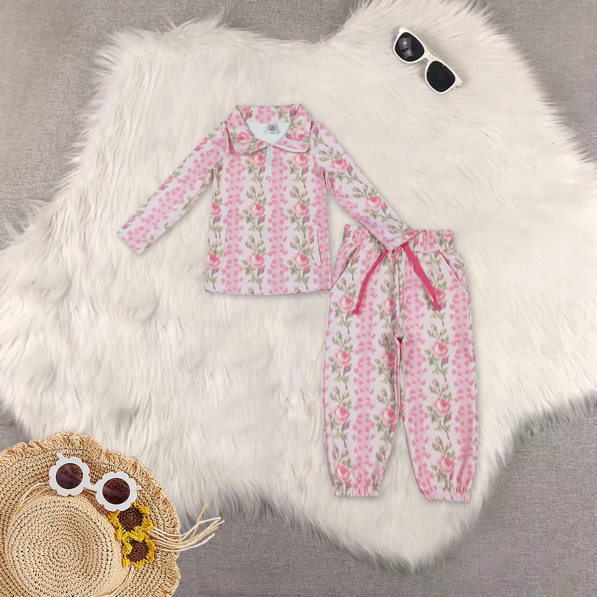 RTS NO MOQ Sibling baby girl clothes bow yoga long sleeve pants sets