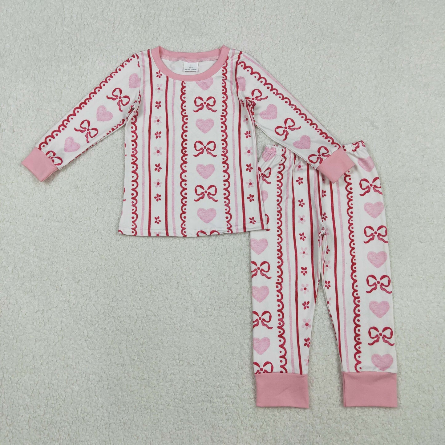 RTS NO MOQ Sibling Baby girl clothes valentine love bow long-sleeved trousers suit & rompers