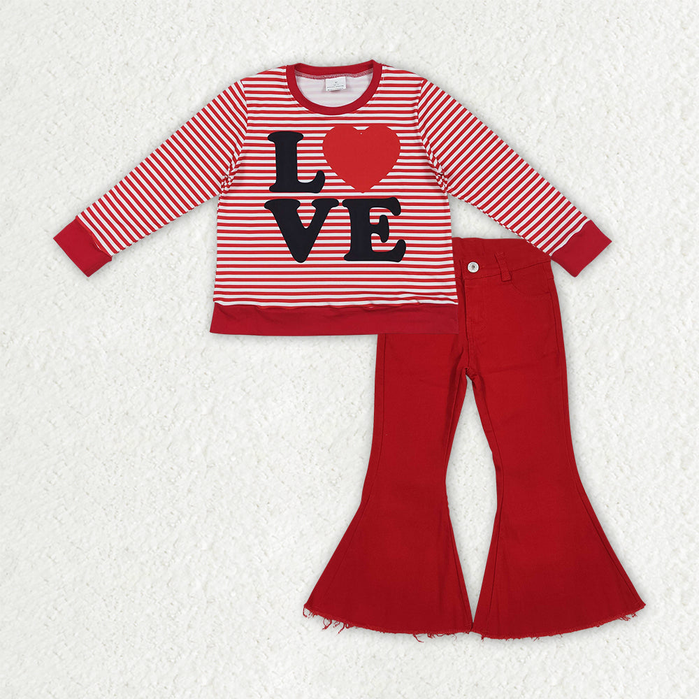 12/18m-7/8t RTS NO MOQ（In Stock) GLP3264 love long-sleeved black pants set-GT1235+P0083