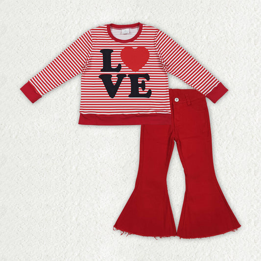 12/18m-7/8t RTS NO MOQ（In Stock) GLP3264 love long-sleeved black pants set-GT1235+P0083