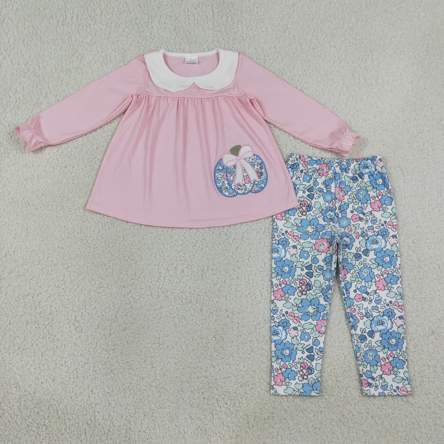 RTS NO MOQ Sibling milk silk Embroidery Baby Girls Long Sleeve Tunic Leggings Halloween Clothes Set
