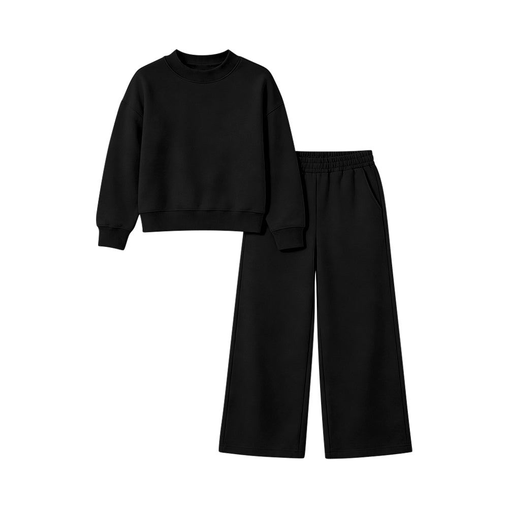 (Preorder new) No moq Kids And Adult Solid Long Sleeve Top With Pockets Pants Two Piece Fall Pajamas Clothes Sets