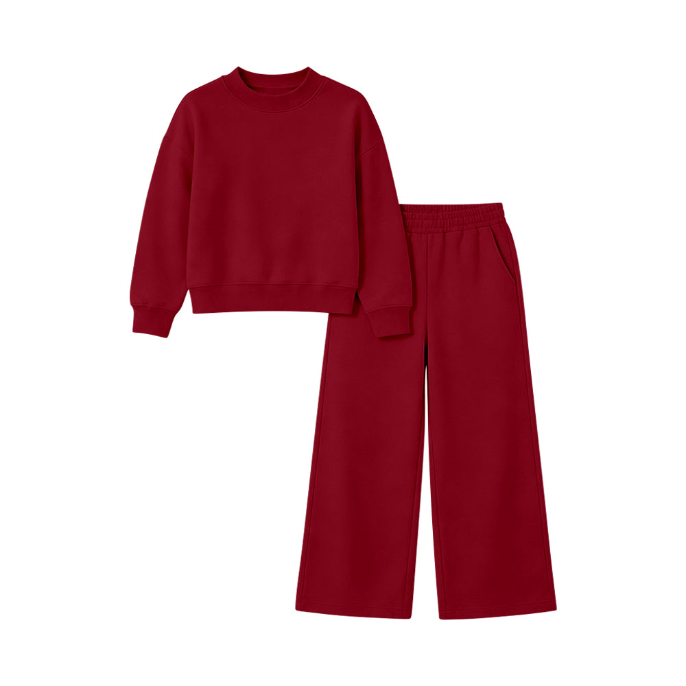 (Preorder new) No moq Kids And Adult Solid Long Sleeve Top With Pockets Pants Two Piece Fall Pajamas Clothes Sets