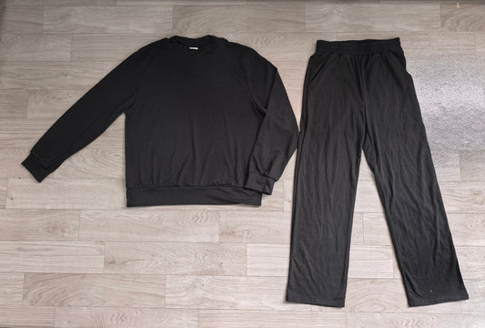 (Sample) No moq cotton GLP3416 Adult Women Black Long Sleeve Top And Flare Pant Fall Pajamas Set