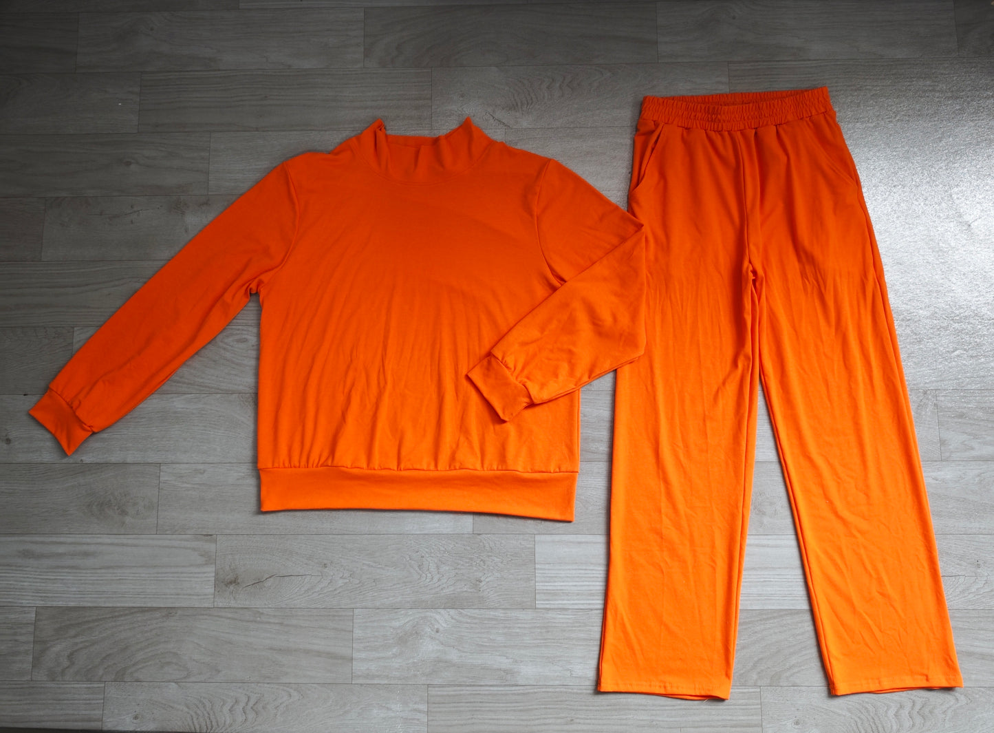 (Sample) No moq cotton GLP3419 Adult Women Orange Long Sleeve Top And Flare Pant Fall Pajamas Set