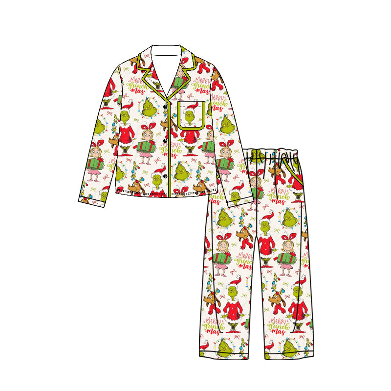 (Preorder new) No moq Adult Women Flower Pumpkin Button Top Pocket Pants Casual Home Holiday Outfits