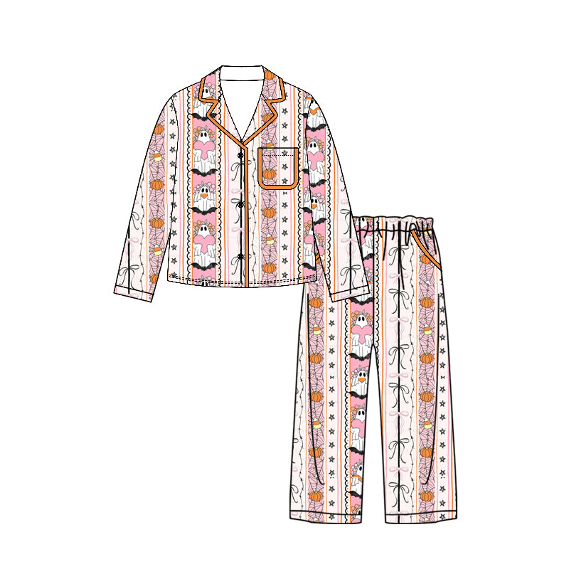 (Preorder new) No moq Adult Women Flower Pumpkin Button Top Pocket Pants Casual Home Holiday Outfits