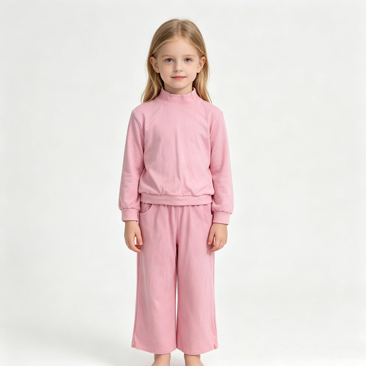 (Sample) No moq cotton GLP3470 Baby Girls Lavender Pocket Long Sleeve Top Flare Pants Sleepwear Set