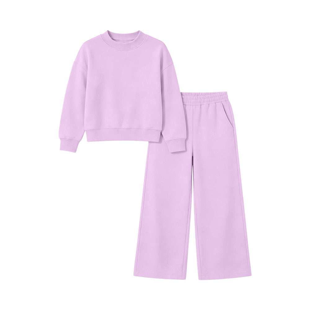 (Preorder new) No moq Baby Girls Pocket Long Sleeve Shirt Top And Flare Pant Clothes Set