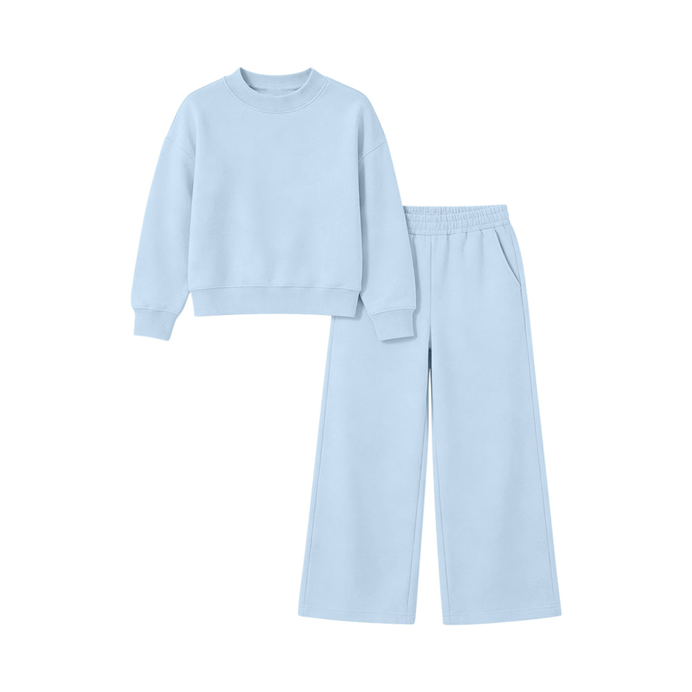 (Preorder new) No moq Baby Girls Pocket Long Sleeve Shirt Top And Flare Pant Clothes Set