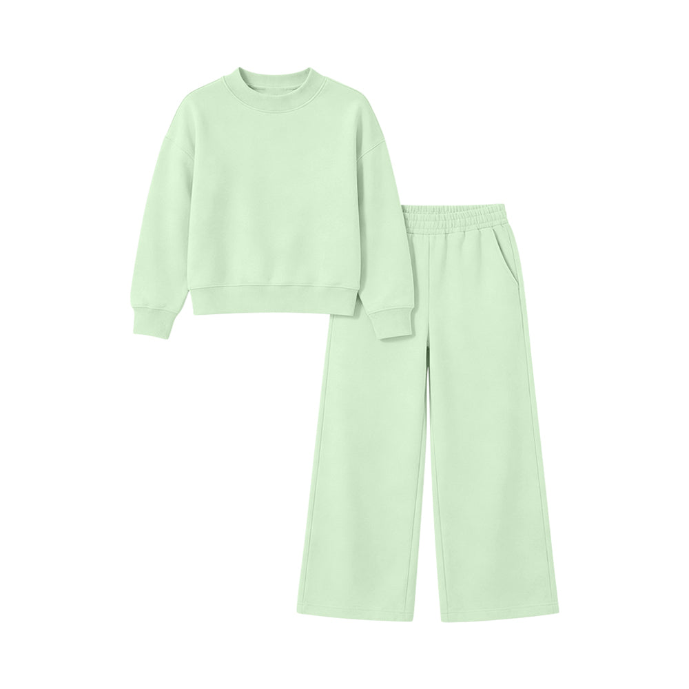 (Preorder new) No moq Baby Girls Pocket Long Sleeve Shirt Top And Flare Pant Clothes Set