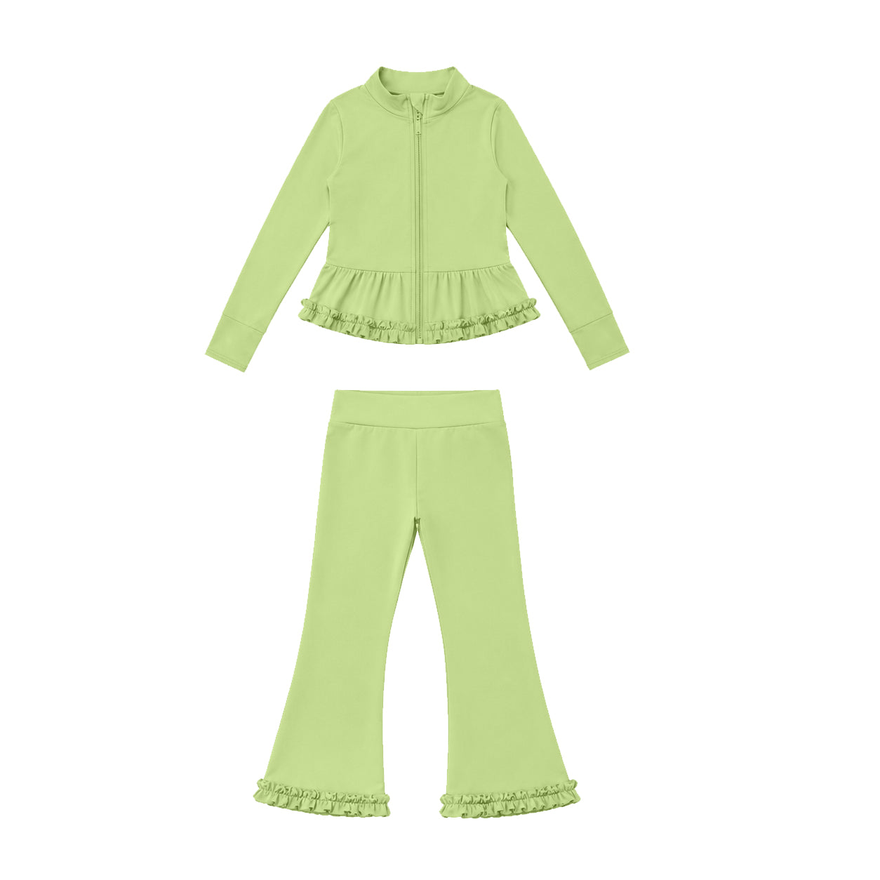 (Preorder new) No moq Yoga Baby Girls Solid Color Full Zip Long Sleeve Top Pants Yoga Active Outfit Set