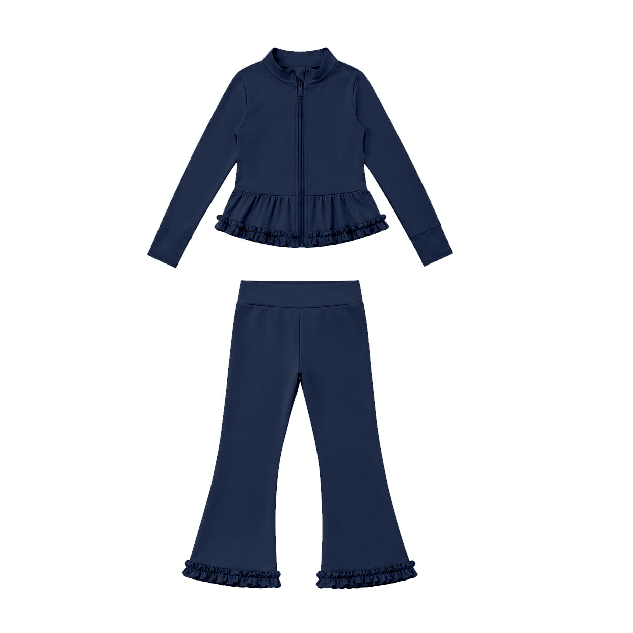 (Preorder new) No moq Yoga Baby Girls Solid Color Full Zip Long Sleeve Top Pants Yoga Active Outfit Set