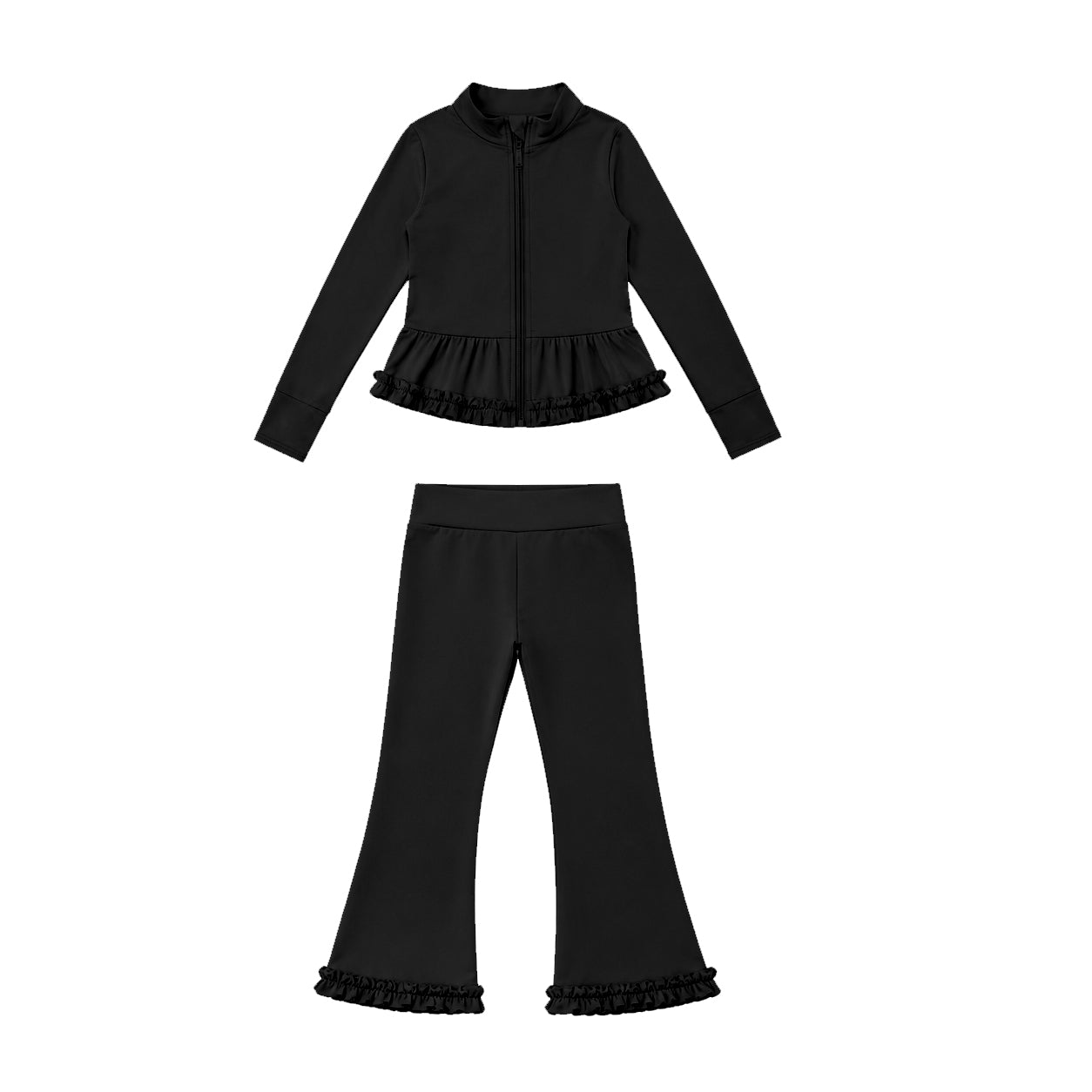 (Preorder new) No moq Yoga Baby Girls Solid Color Full Zip Long Sleeve Top Pants Yoga Active Outfit Set