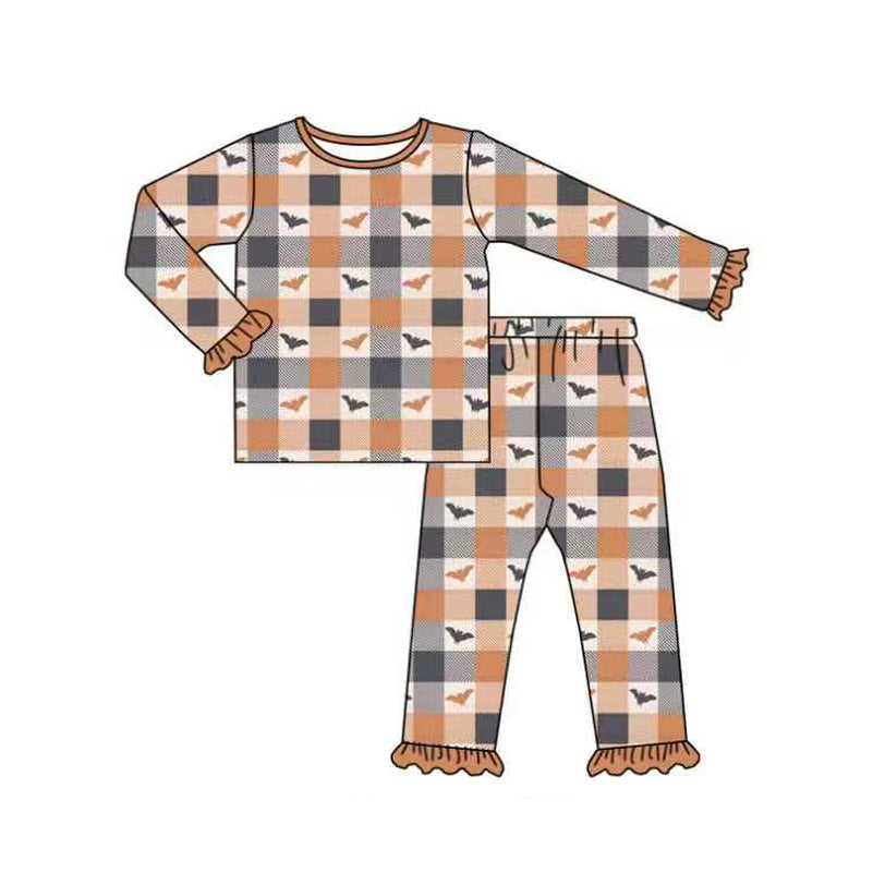 (Preorder new) No moq Kids Checked Print Long Sleeve Top Pant Halloween Pajama Set Dress Blankets Adult Pants