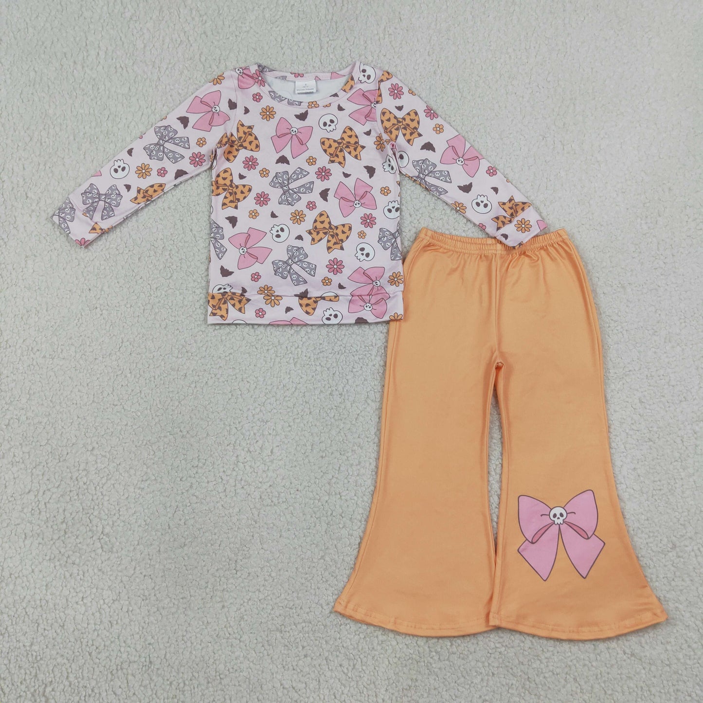 RTS NO MOQ Sibling milk silk Baby Girls Stars Candy Top Flare Pant Halloweens Clothes Sets Fashion Matching Outfit