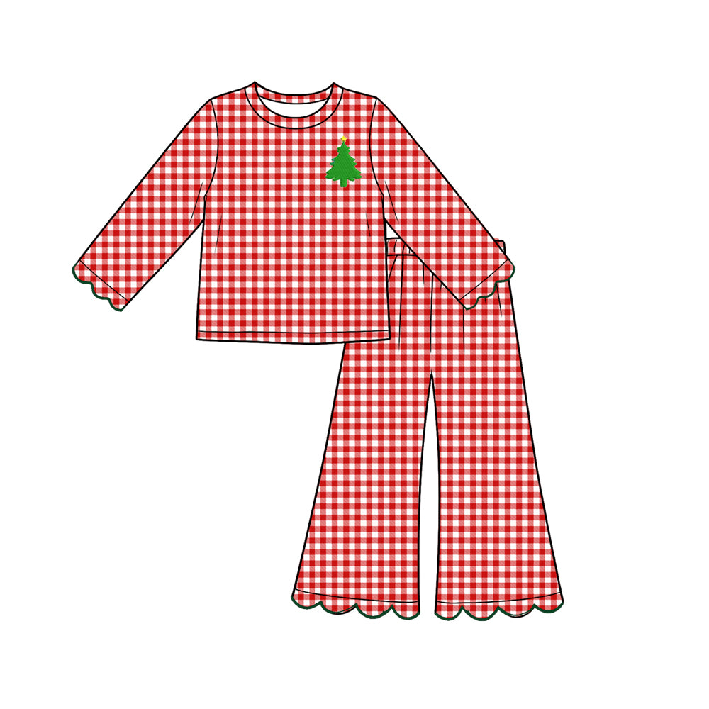 (Preorder new) No moq Baby Girls Turkey Long Sleeve Top Scalloped Flare Pants Thanksgiving Outfit Clothes Set