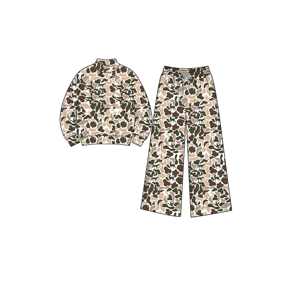 (Preorder new) No moq Yoga Camo Print Long Sleeve Top Pockets Pants Girls Yoga Clothes Set